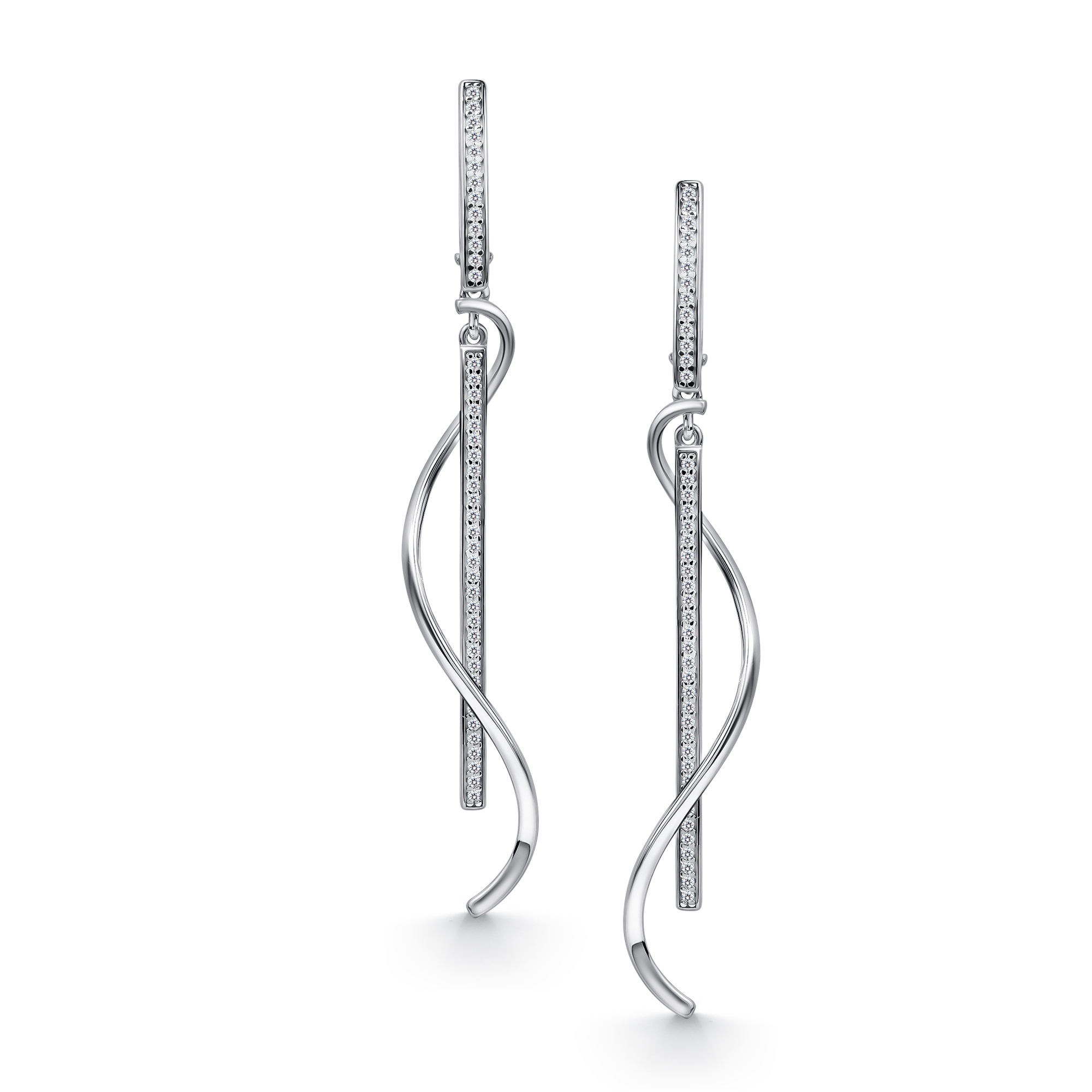 Серьги из серебра с камнем Фианит фото, цены