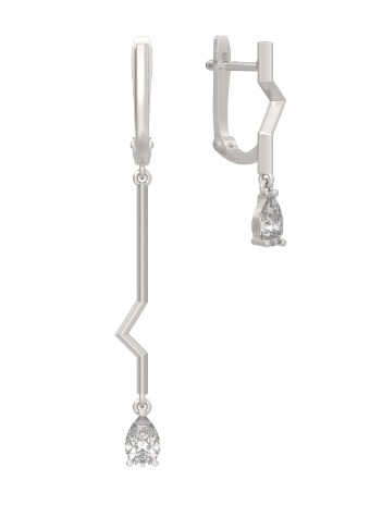 Серьги из серебра с камнем Фианит фото, цены