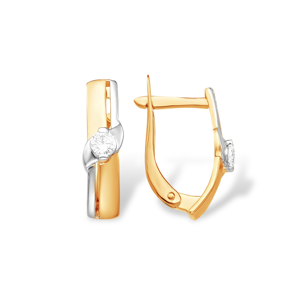 Серьги из золота с камнем Фианит фото, цены