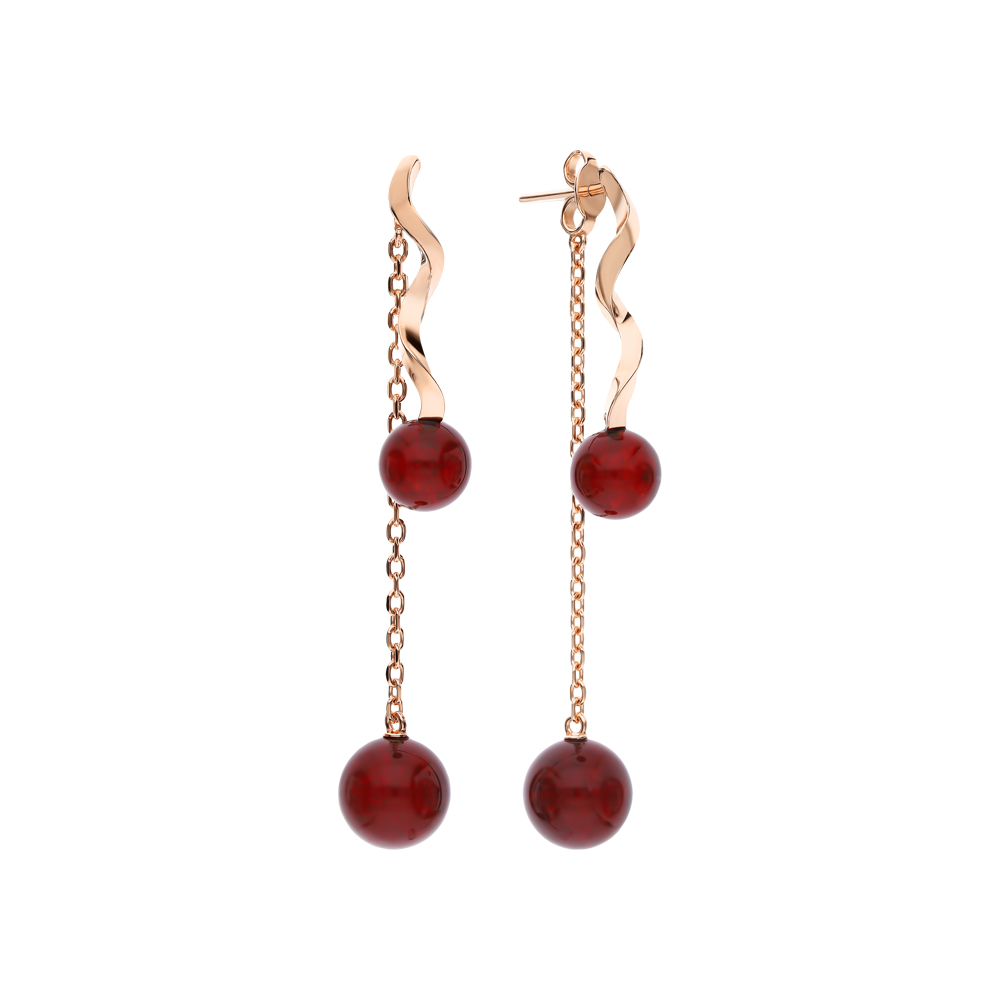 Серьги из серебра с камнем Янтарь фото, цены