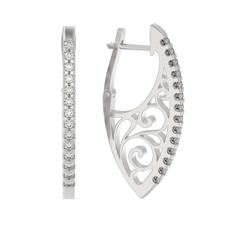 Серьги из серебра с камнем Фианит фото, цены