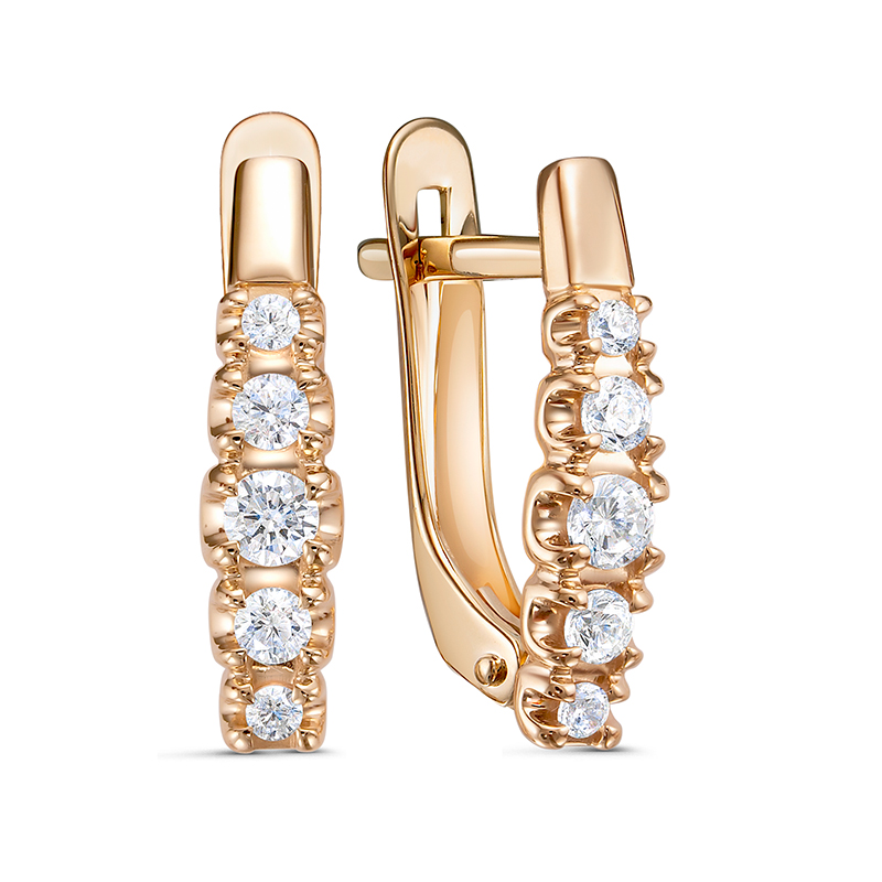 Серьги из золота с камнем Фианит фото, цены