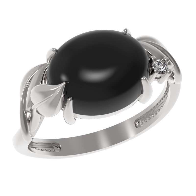 Кольцо из серебра с камнем Фианит, Оникс фото, цены