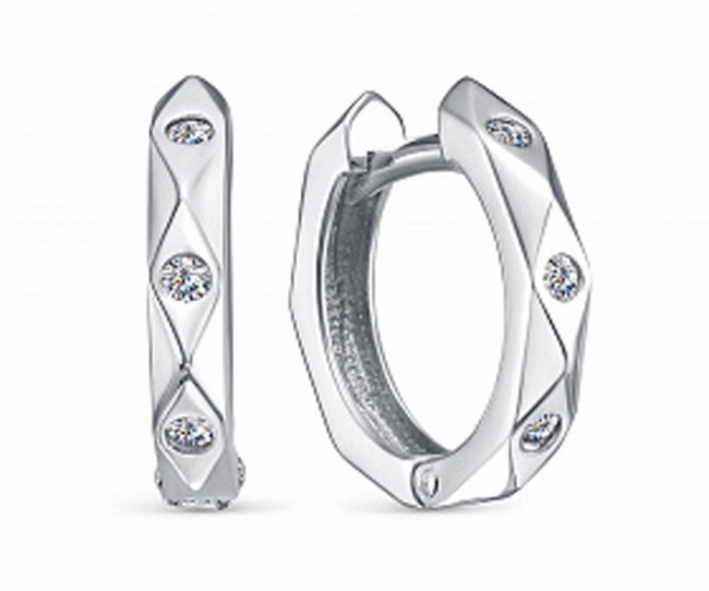 Серьги из серебра с камнем Фианит фото, цены