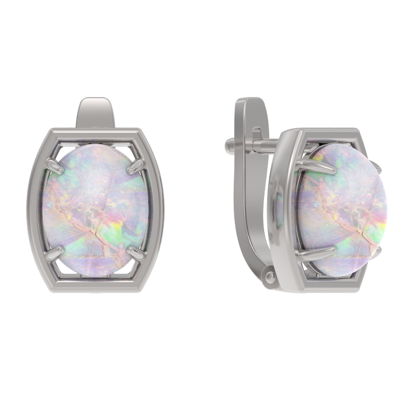 Серьги из серебра с камнем Опал фото, цены