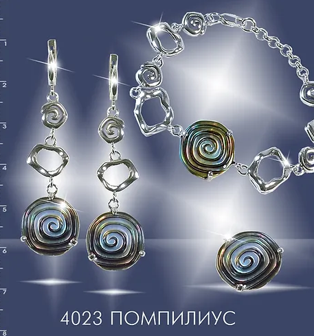 Серьги из серебра с камнем Перламутр фото, цены