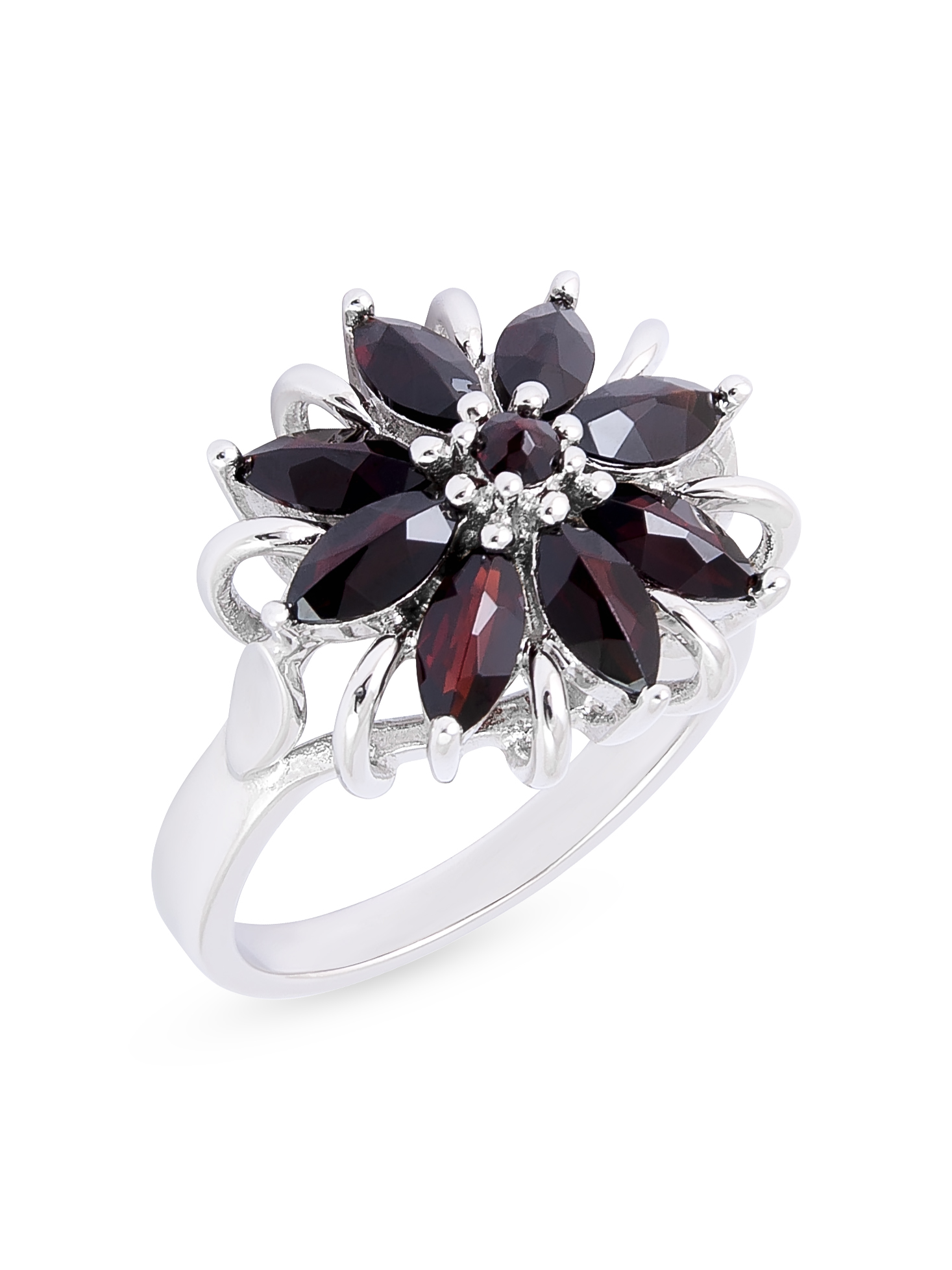 Кольцо из серебра с камнем Гранат фото, цены