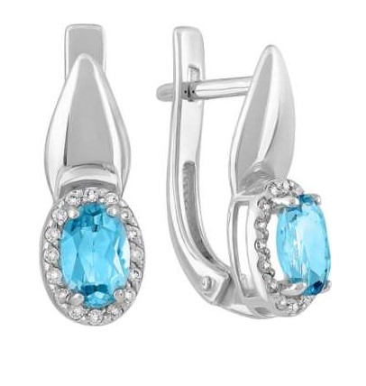 Серьги из золота с камнем Бриллиант, Сапфир фото, цены