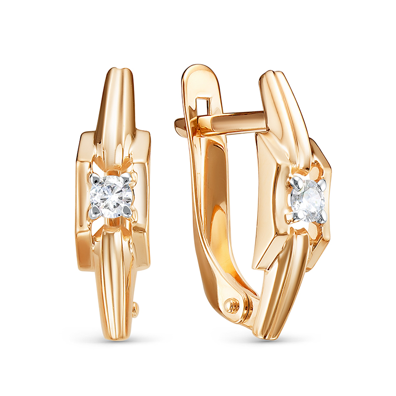 Серьги из золота с камнем Фианит фото, цены