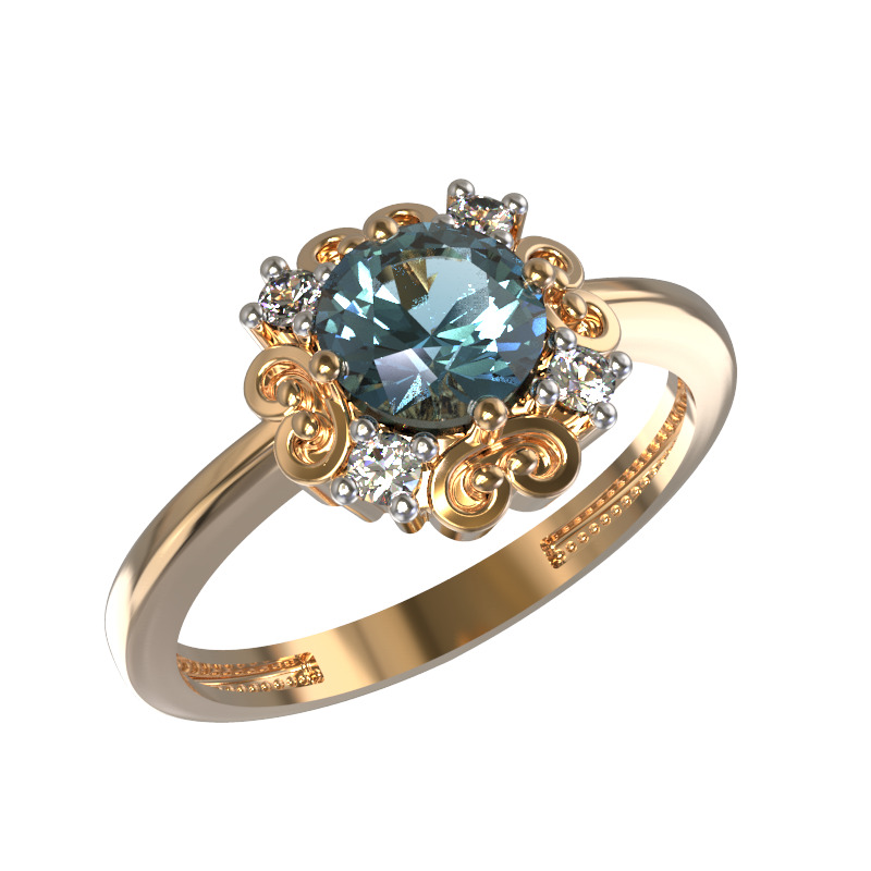 Кольцо из золота с камнем Топаз, Фианит фото, цены