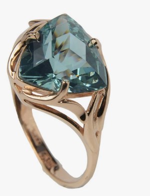 Кольцо из золота с камнем Аквамарин фото, цены