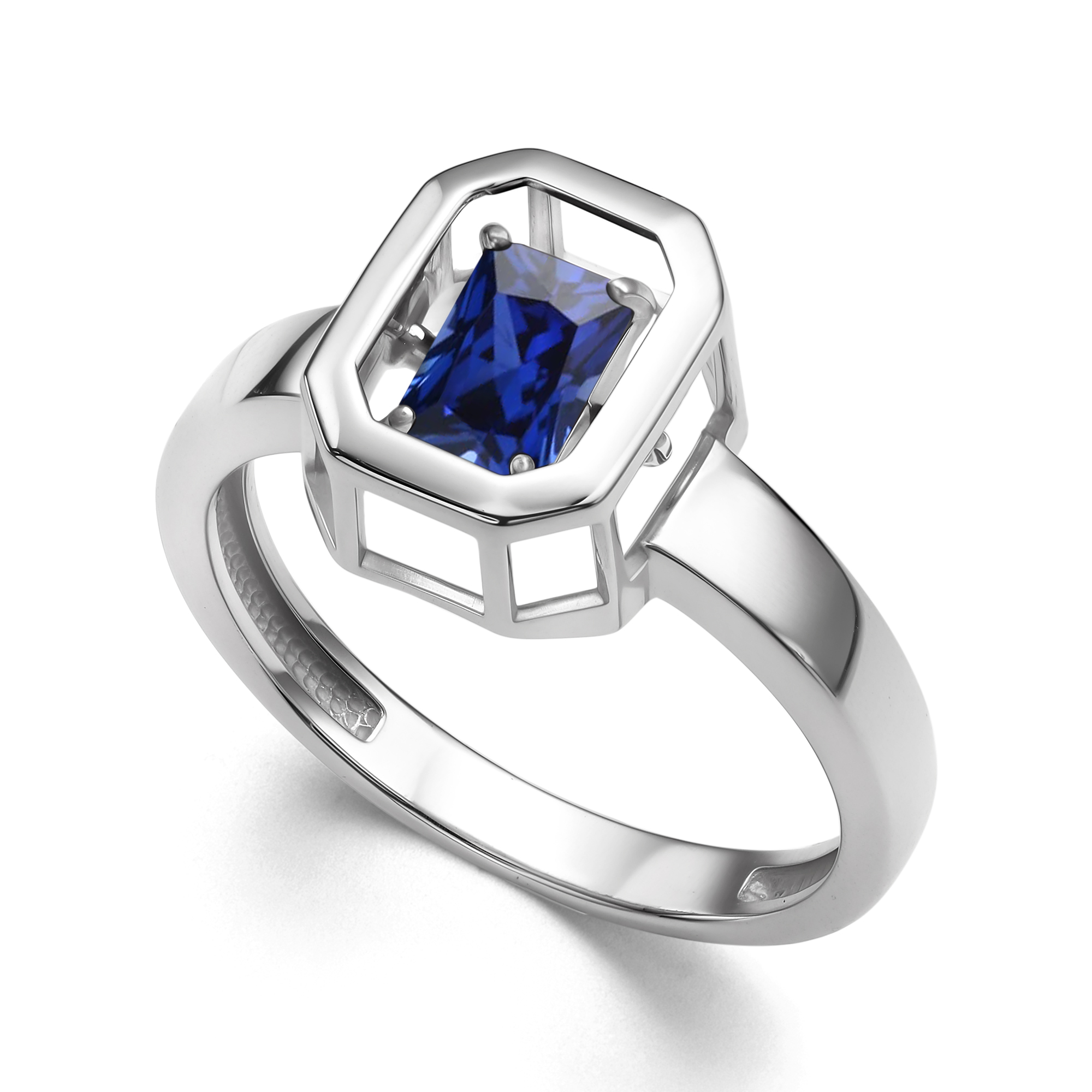 Кольцо из серебра с камнем Сапфир г/т фото, цены
