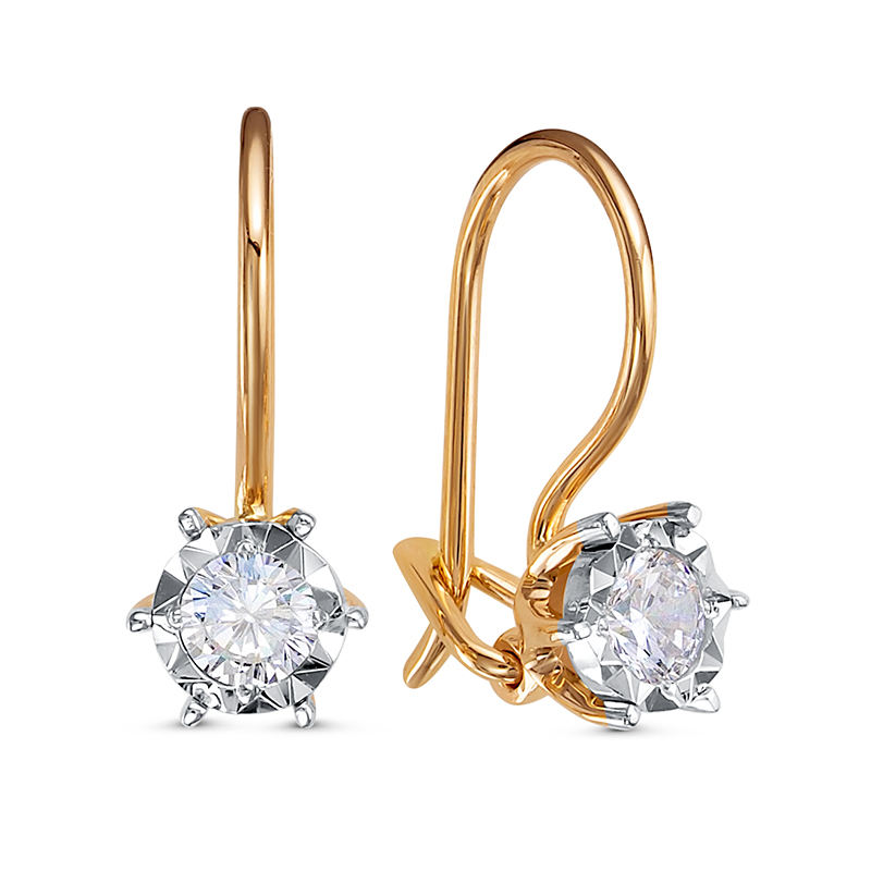 Серьги из золота с камнем Фианит фото, цены