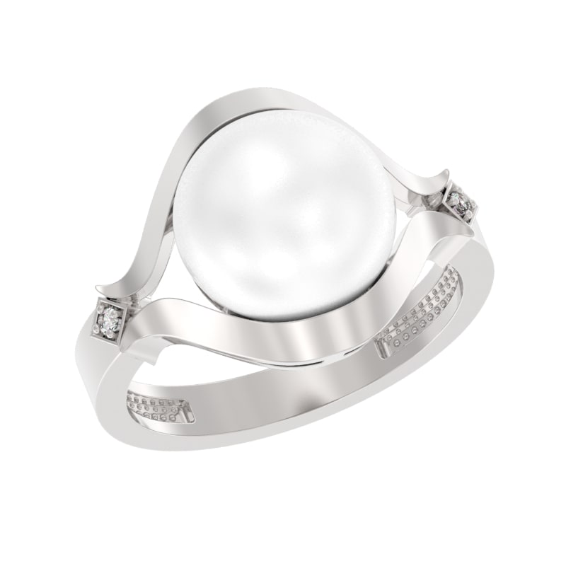 Кольцо из серебра с камнем Жемчуг, Фианит фото, цены