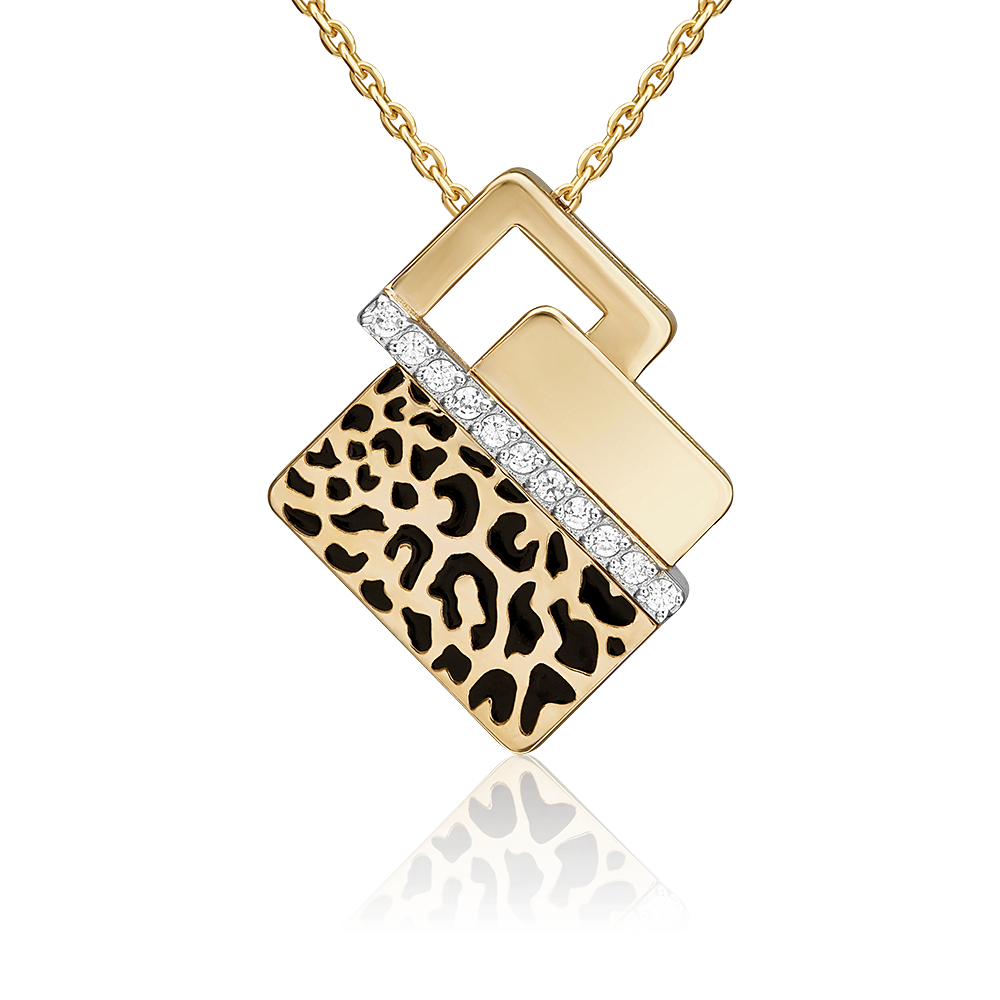 Подвеска из золота с камнем Фианит, вставками эмали фото, цены