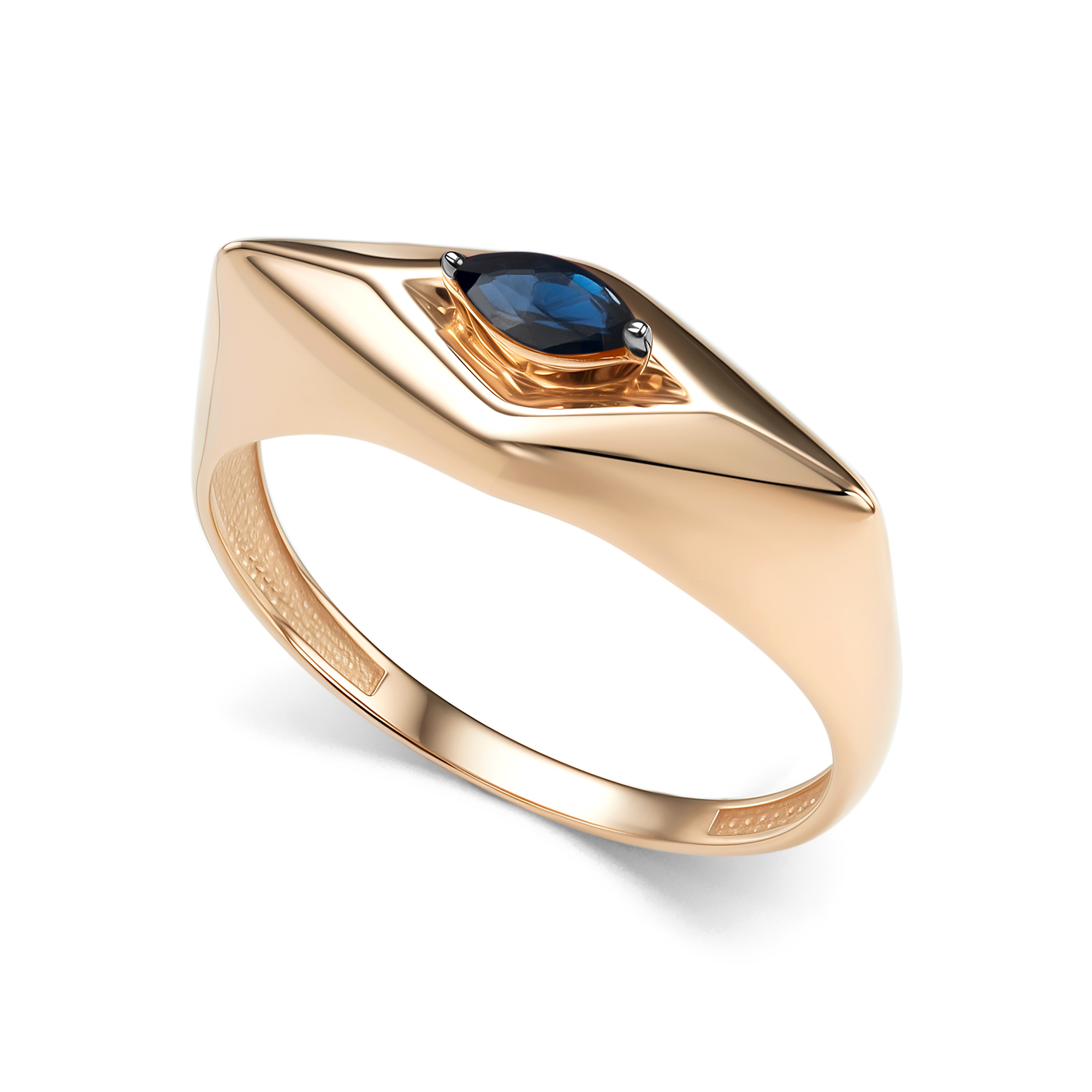 Кольцо из золота с камнем Сапфир фото, цены