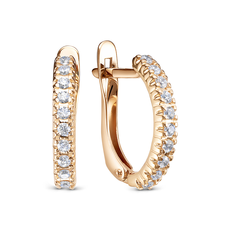 Серьги из золота с камнем Фианит фото, цены