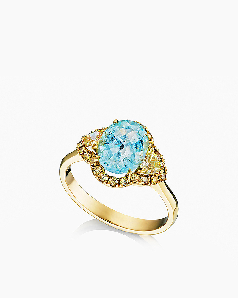 Кольцо из золота с камнем Бриллиант, Турмалин фото, цены