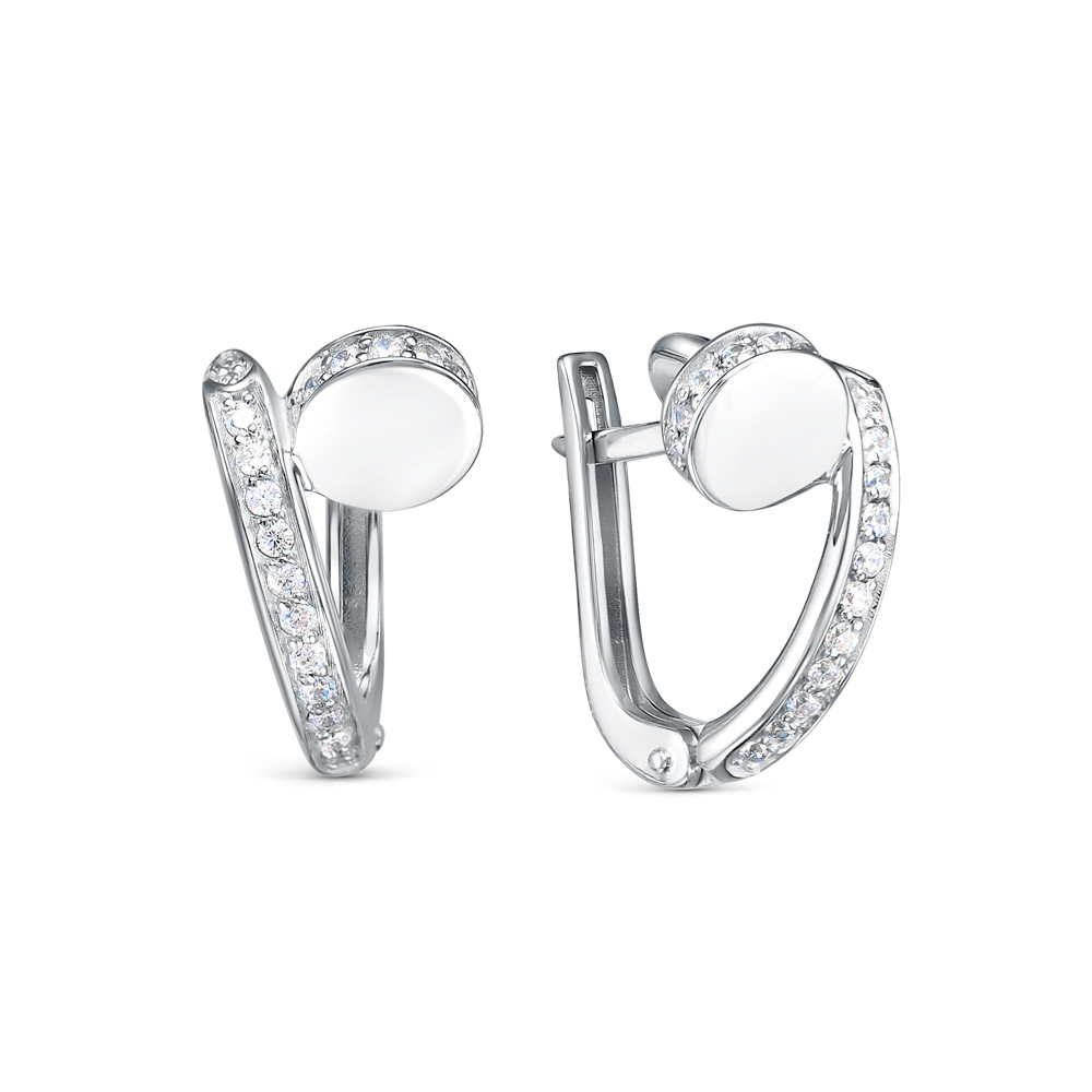 Серьги из серебра с камнем Фианит фото, цены