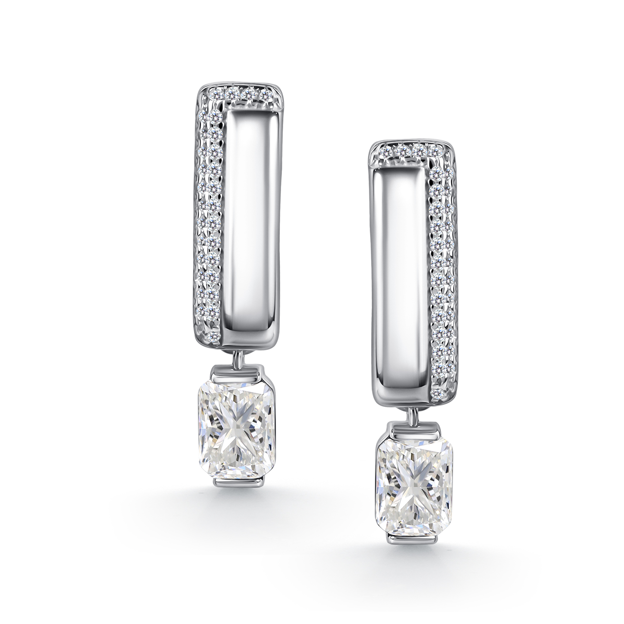 Серьги из серебра с камнем Фианит, Горный хрусталь фото, цены