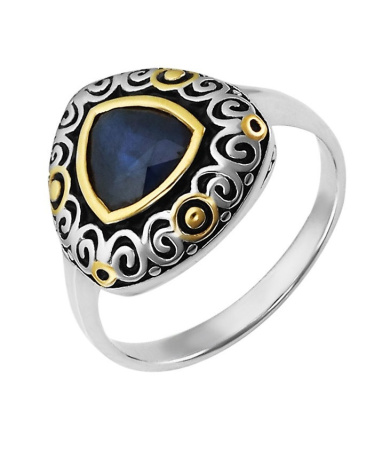 Кольцо из серебра с камнем Сапфир фото, цены