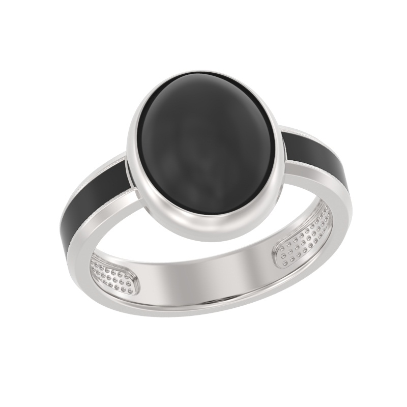 Кольцо из серебра с камнем Агат, вставками эмали фото, цены