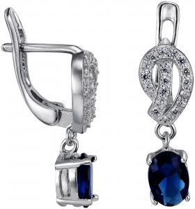 Серьги из серебра с камнем Циркон фото, цены