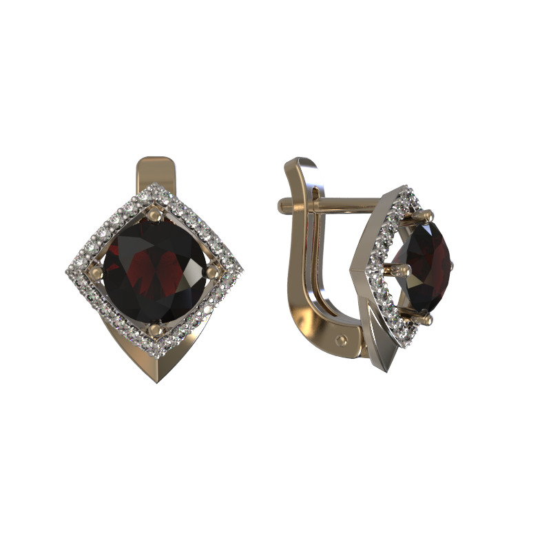 Серьги из золота с камнем Гранат, Фианит фото, цены