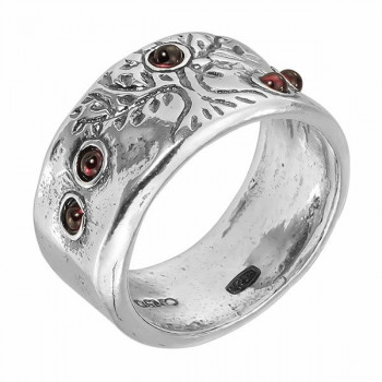 Кольцо из серебра с камнем Гранат фото, цены