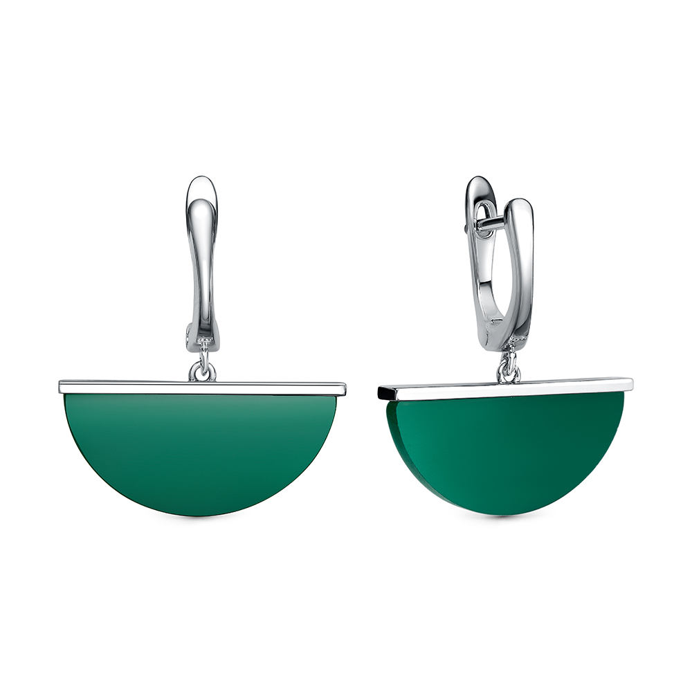 Серьги из серебра с камнем Агат фото, цены