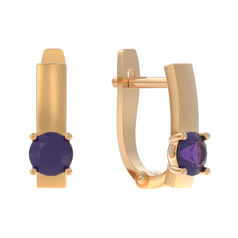 Серьги из золота с камнем аметист фото, цены