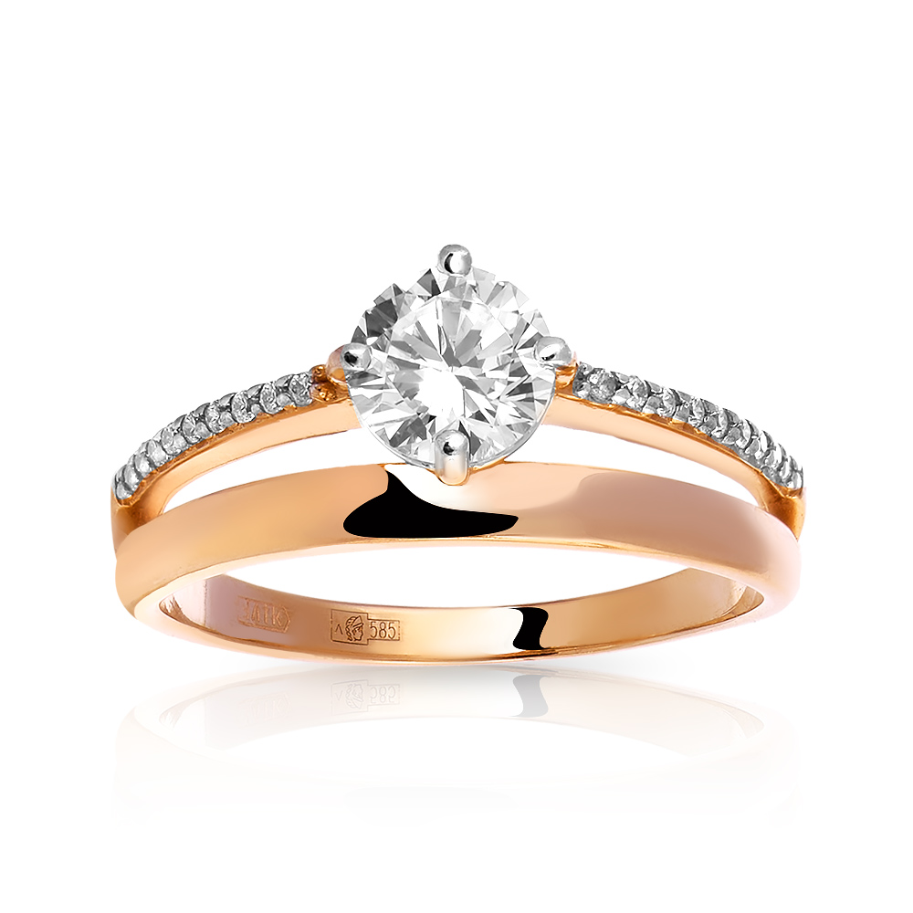 Кольцо из золота с камнем Куб цирконий фото, цены