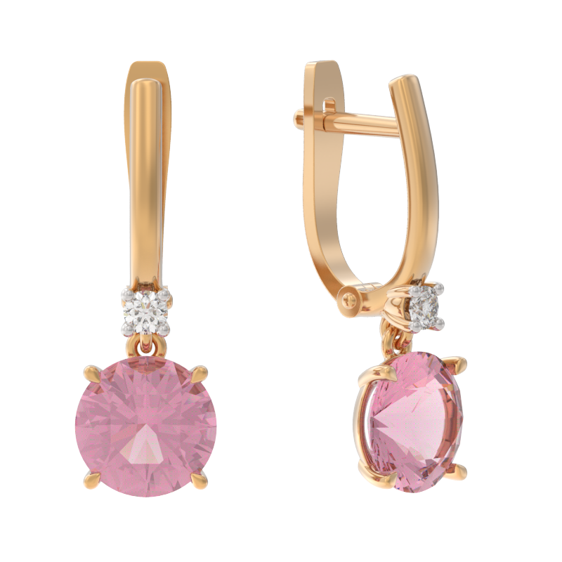 Серьги из золота с камнем Топаз, Фианит фото, цены