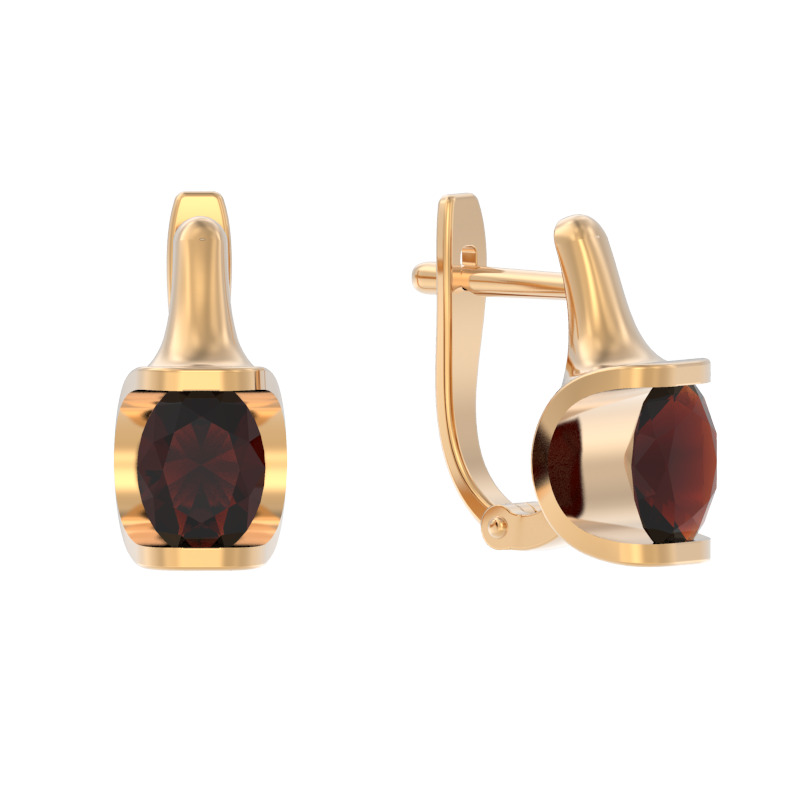 Серьги из золота с камнем Гранат фото, цены