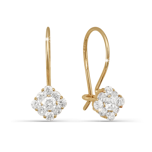 Серьги из золота с камнем Фианит фото, цены