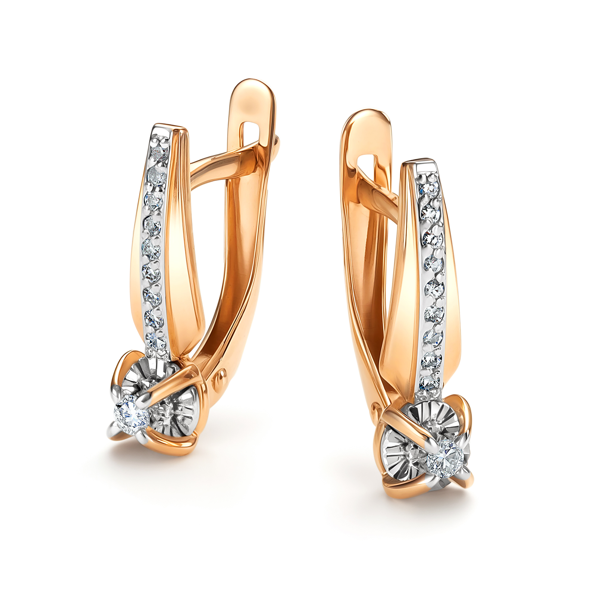 Серьги из золота с камнем Бриллиант фото, цены