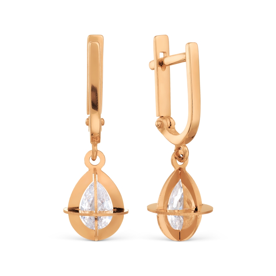 Серьги из золота с камнем Фианит фото, цены