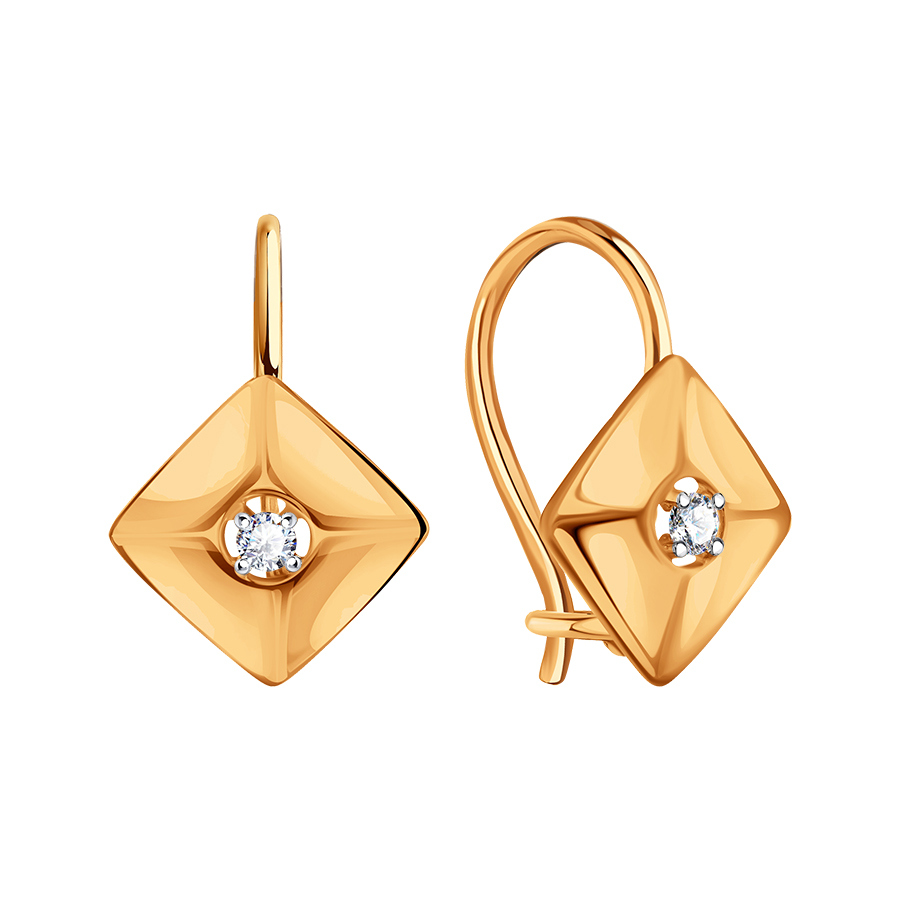 Серьги из золота с камнем Фианит фото, цены