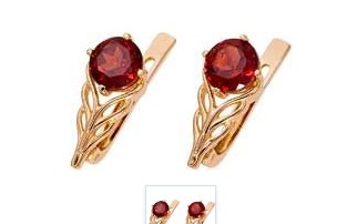 Серьги из золота с камнем Гранат фото, цены