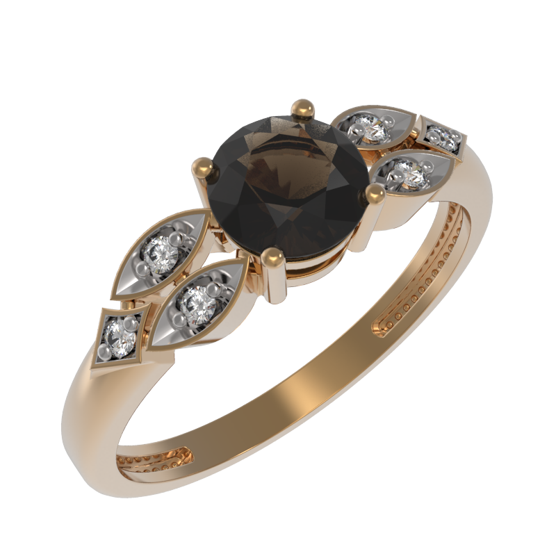 Кольцо из золота с камнем Фианит, Раух-топаз фото, цены