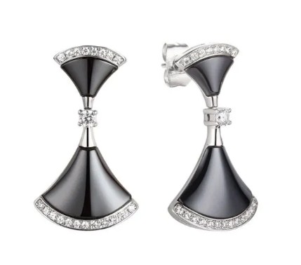 Пуссеты из серебра с камнем Фианит, вставками керамики фото, цены