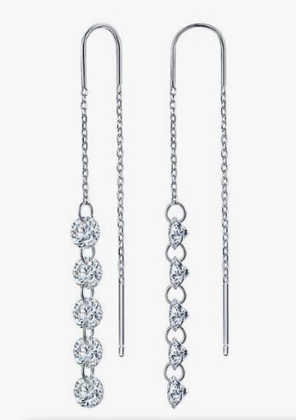 Серьги из серебра с камнем Куб цирконий фото, цены