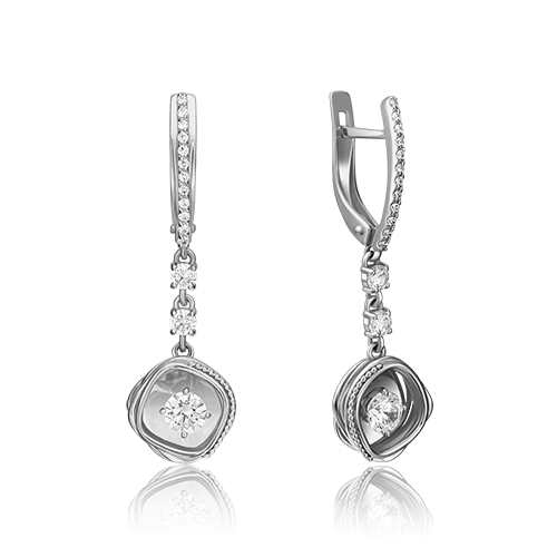 Серьги из золота с камнем Фианит фото, цены