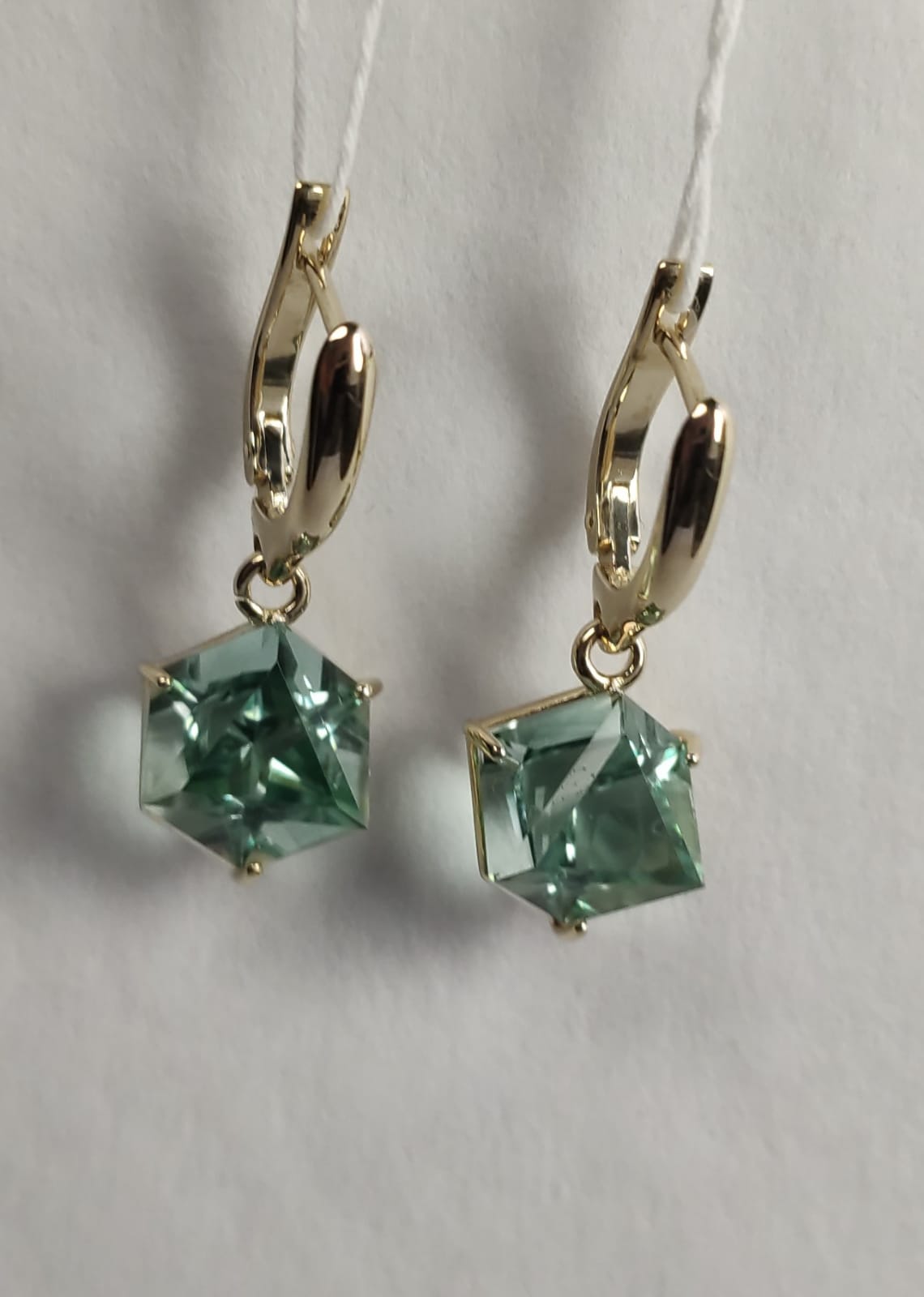 Серьги из золота с камнем Агат зел. фото, цены