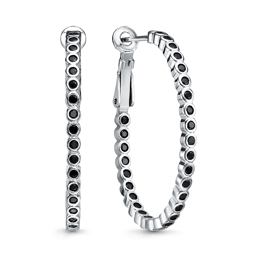 Серьги из серебра с камнем Шпинель фото, цены