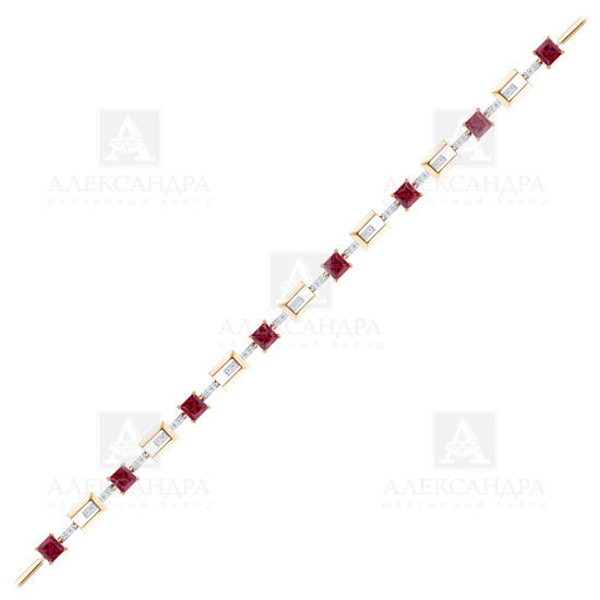 Браслет из золота с камнем аметист, Фианит фото, цены