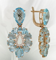 Серьги из серебра с камнем Фианит, Кварц фото, цены