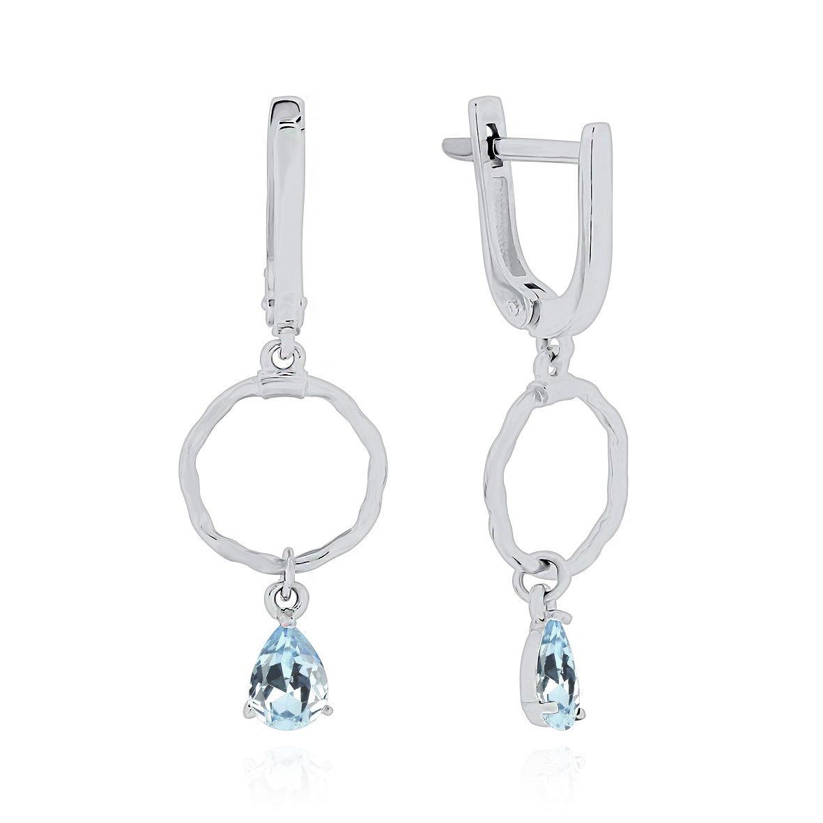 Серьги из серебра с камнем Топаз фото, цены