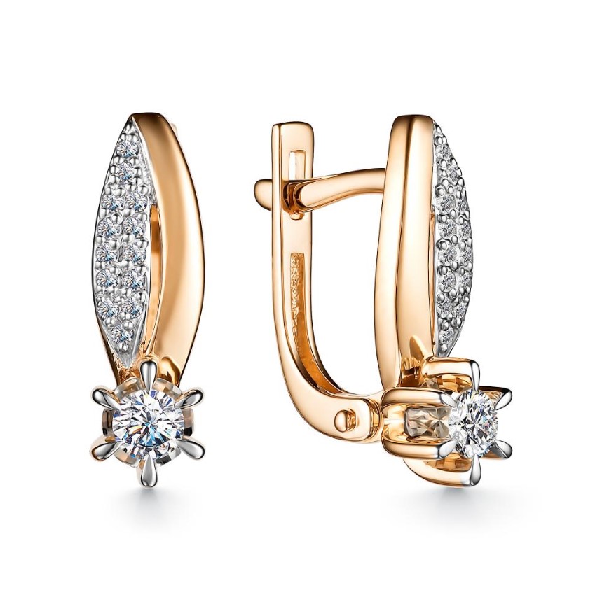 Серьги из золота с камнем Бриллиант фото, цены