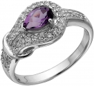 Кольцо из серебра с камнем аметист, Циркон фото, цены